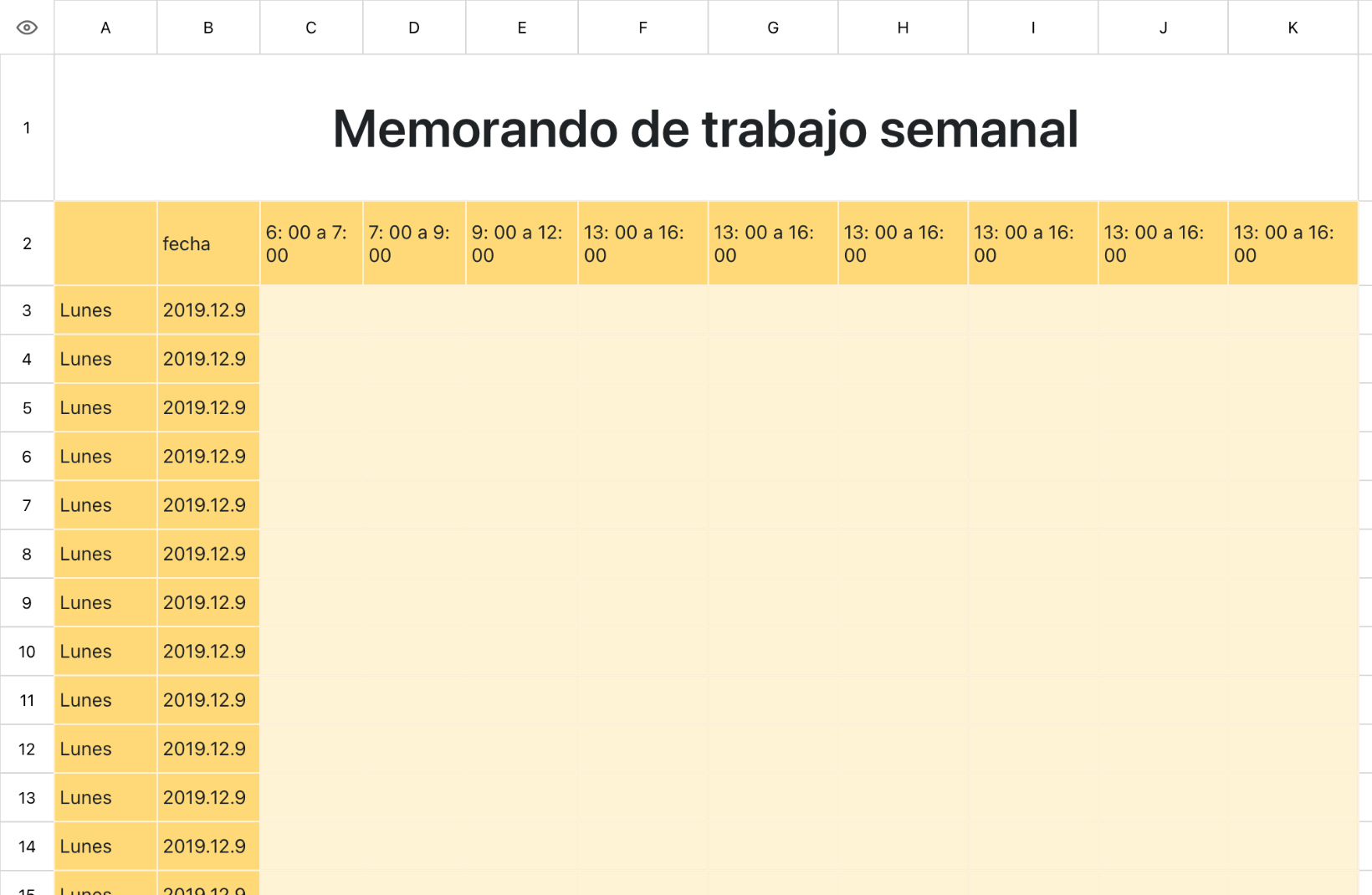 Memorando de trabajo semanal
